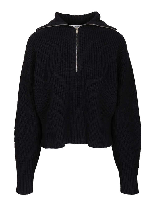 Zip-Up Sweater Knitwear Blue