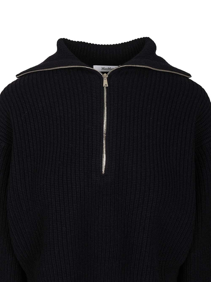 Max Mara Zip-Up Sweater Knitwear - Blue | 1ef9ffced8595b96afa6c0dcb26054e2bd8fd608