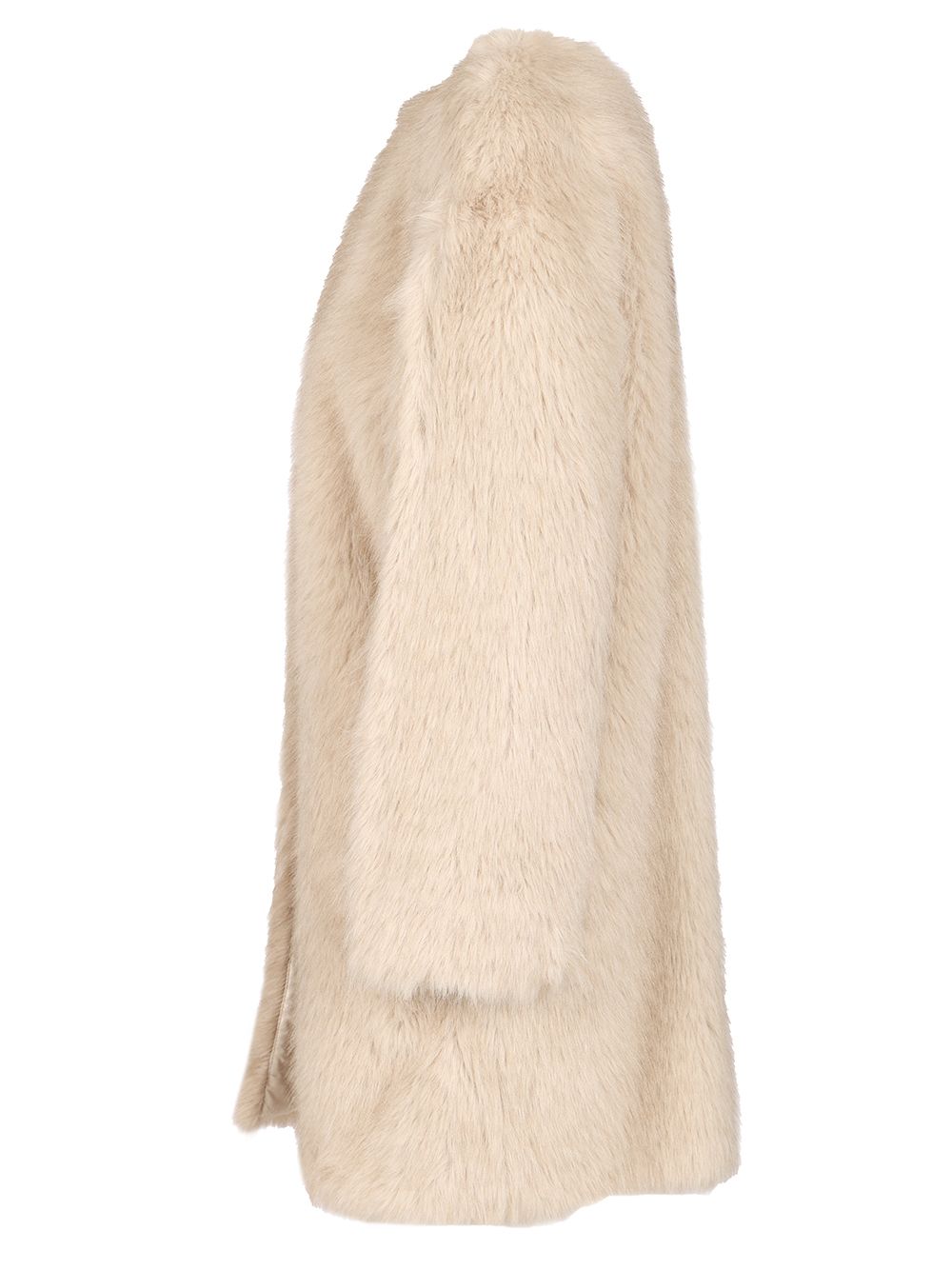 Max Mara Studio Coat In Faux Fur Effect Fabric Coats - White | a4c62aa54d30fb56f71d4fd1419dc1b92d3e081c