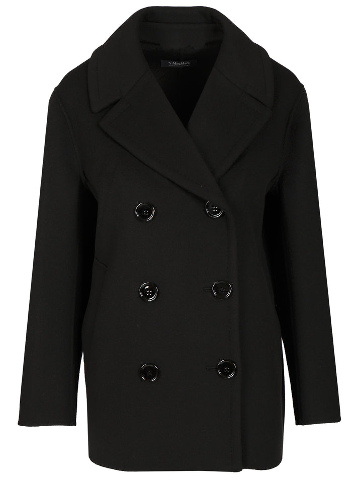 'S Max Mara Wool Drap Pea Coat Jackets - Black | 4ab295f44f34daa6855c9bb492aed1a07959991b