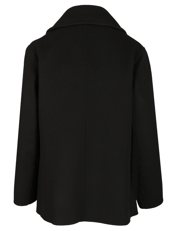 'S Max Mara Wool Drap Pea Coat Jackets - Black | 9aff11dd6c94280b19fa7d9eb7565bb82aa654bb