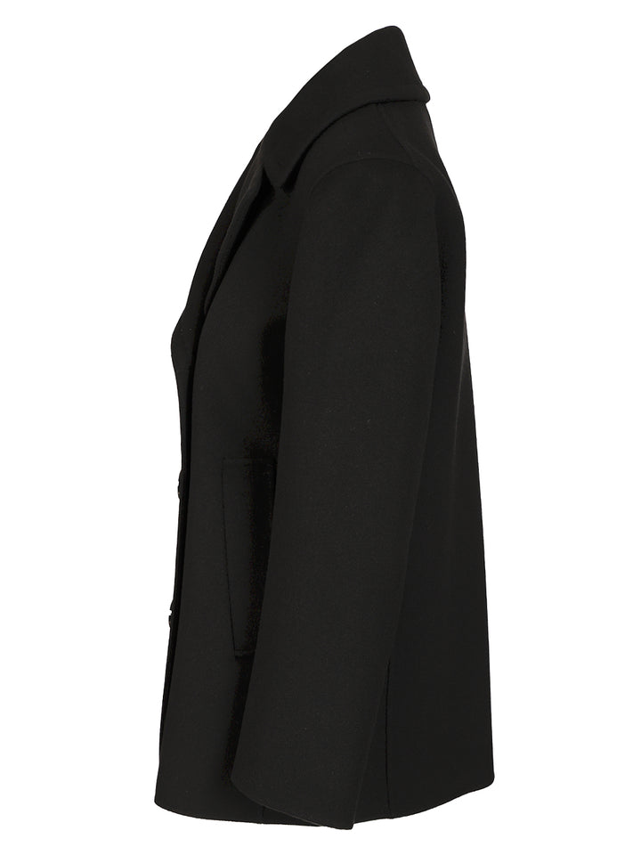 'S Max Mara Wool Drap Pea Coat Jackets - Black | 84df3c7a99b67556358359cf10d6f13ccaa5e8b0