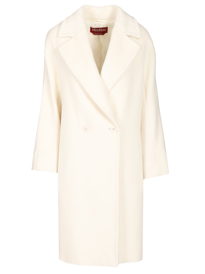 Max Mara Studio Double-Breasted Coat Coats - White | 189f17c9dd7d2531c43452efe92ce484155c62e6