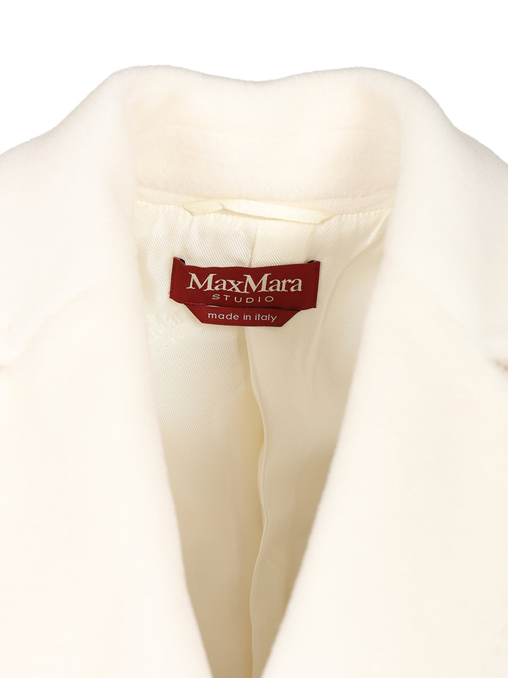 Max Mara Studio Double-Breasted Coat Coats - White | fbeb41765654a8050e1084b59f2582eace4a0fef