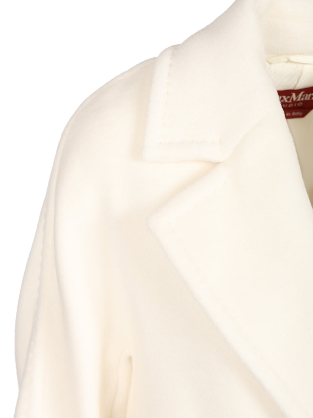 Max Mara Studio Double-Breasted Coat Coats - White | 5336a541a124334be28dba1d4d8f6a37c40b8473