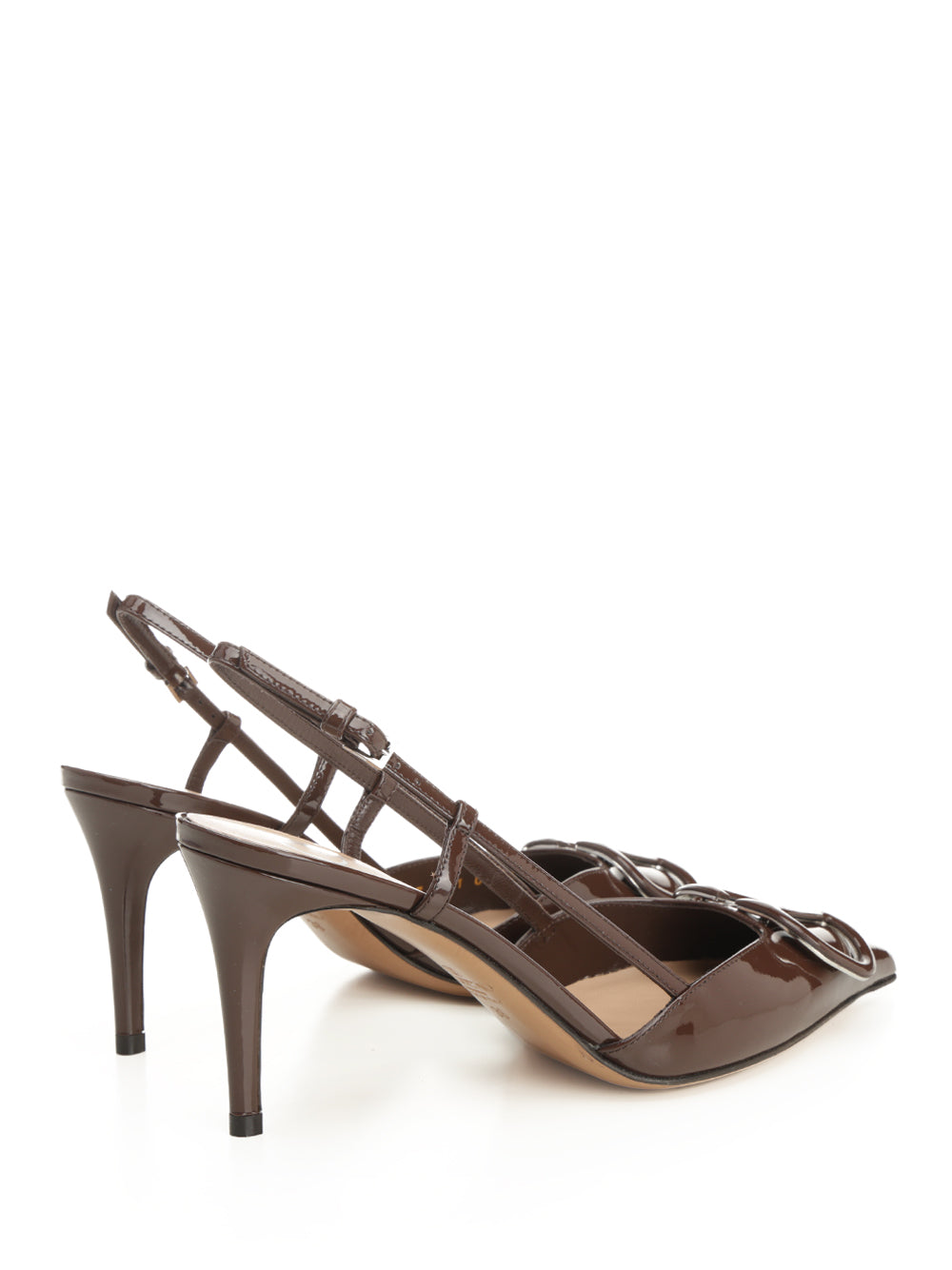 Valentino Garavani Vlogo 80 Slingback Pump In Patent Leather Pumps - Brown | 2a3a40aabbbcb0636bbba10cbde6a8a1c70d6959