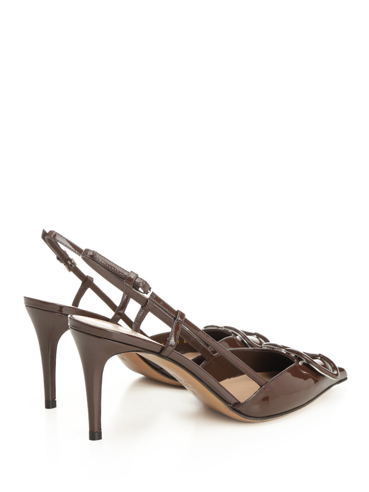 Valentino Garavani Vlogo 80 Slingback Pump In Patent Leather Pumps - Brown | 2a3a40aabbbcb0636bbba10cbde6a8a1c70d6959
