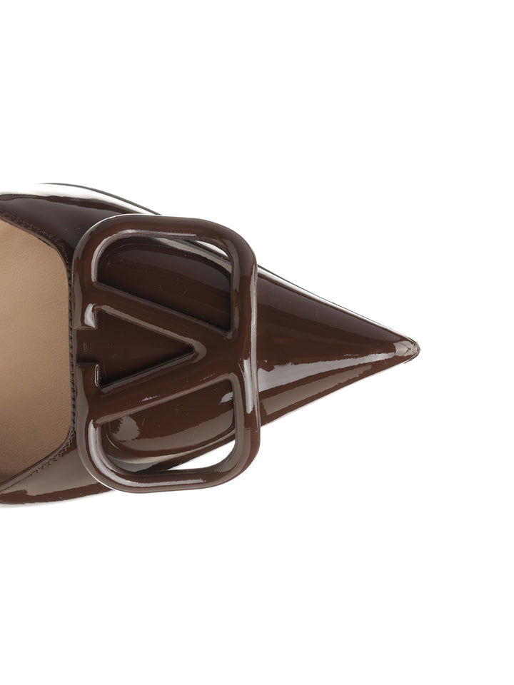 Valentino Garavani Vlogo 80 Slingback Pump In Patent Leather Pumps - Brown | 8470572af6f517f9026416638cbf8f9aca1b8bb8