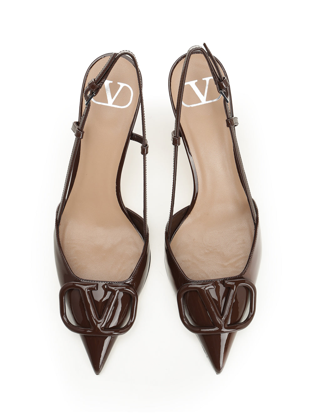 Valentino Garavani Vlogo 80 Slingback Pump In Patent Leather Pumps - Brown | 6a6b495b171f48a74d0ab8d42cb5f0511639e4d0