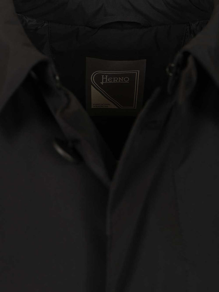 Herno Prometeo Padded Nylon Trench Coat Coats - Black | d58d0117bbd72461a042adb09164e9e1d3731ce3