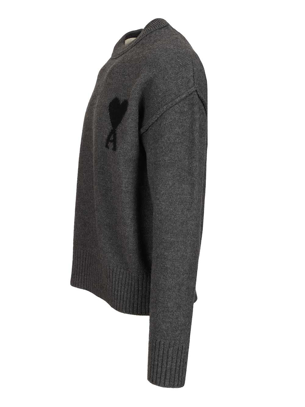 Ami Ami De Coeur Sweater Knitwear - Grey | f1fa092c7f8b30aea2161eb18498503178f32a50