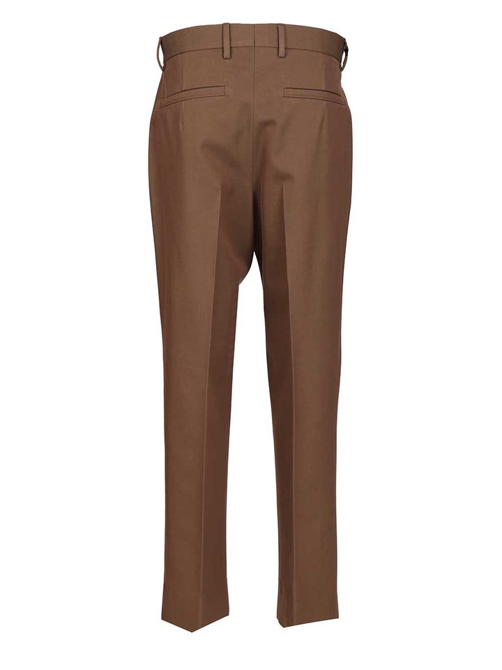 Ermenegildo Zegna Dark Foliage Cotton And Wool Trousers - Brown | 8e0e15516786748c166230179dc415c6676ce986