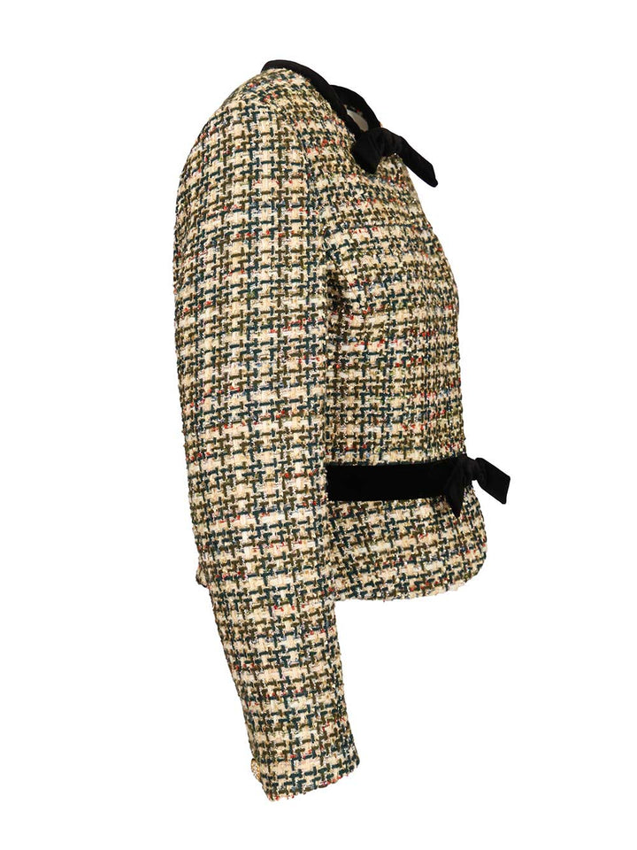 Valentino Garavani Velvet Bow Tweed Jacket Jackets - Multicolor | 2b6583ad737661749358e5ed079346d92cd505f1