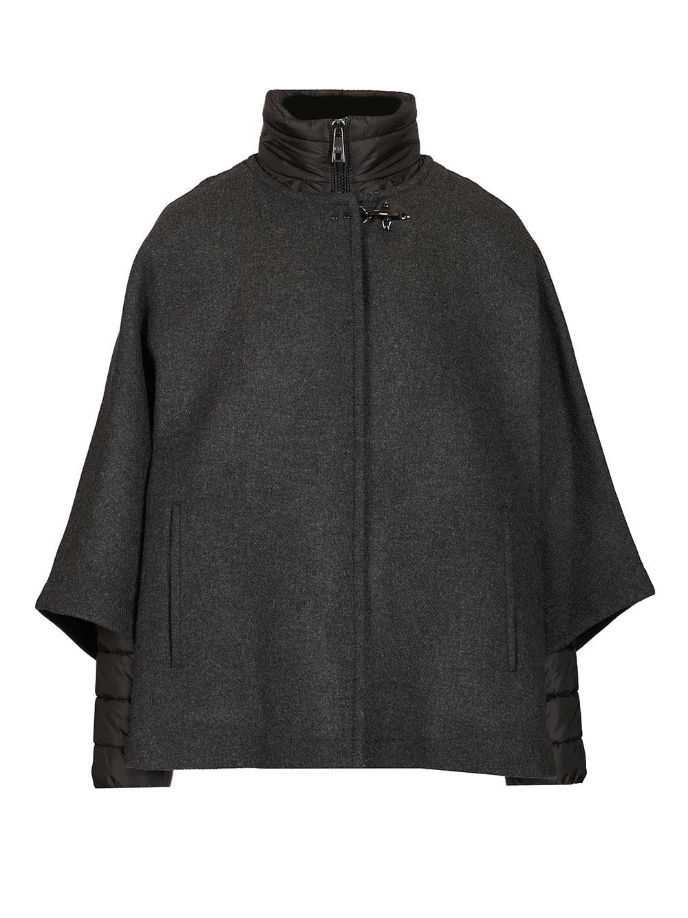 Fay Double Cap With Quilted Details Coats - Grey | 0a51097f07180e27551a9c057bb97d6748aef898
