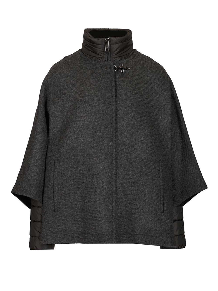 Fay Double Cap With Quilted Details Coats - Grey | 0a51097f07180e27551a9c057bb97d6748aef898