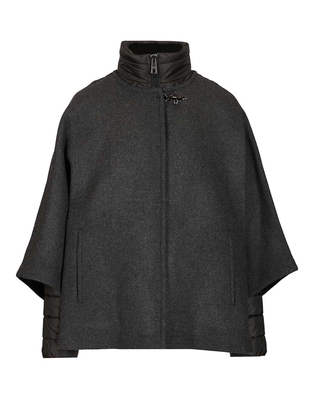 Fay Double Cap With Quilted Details Coats - Grey | f6cedc888d1214a79fb057fc1fdcaed3ae2ebb4a