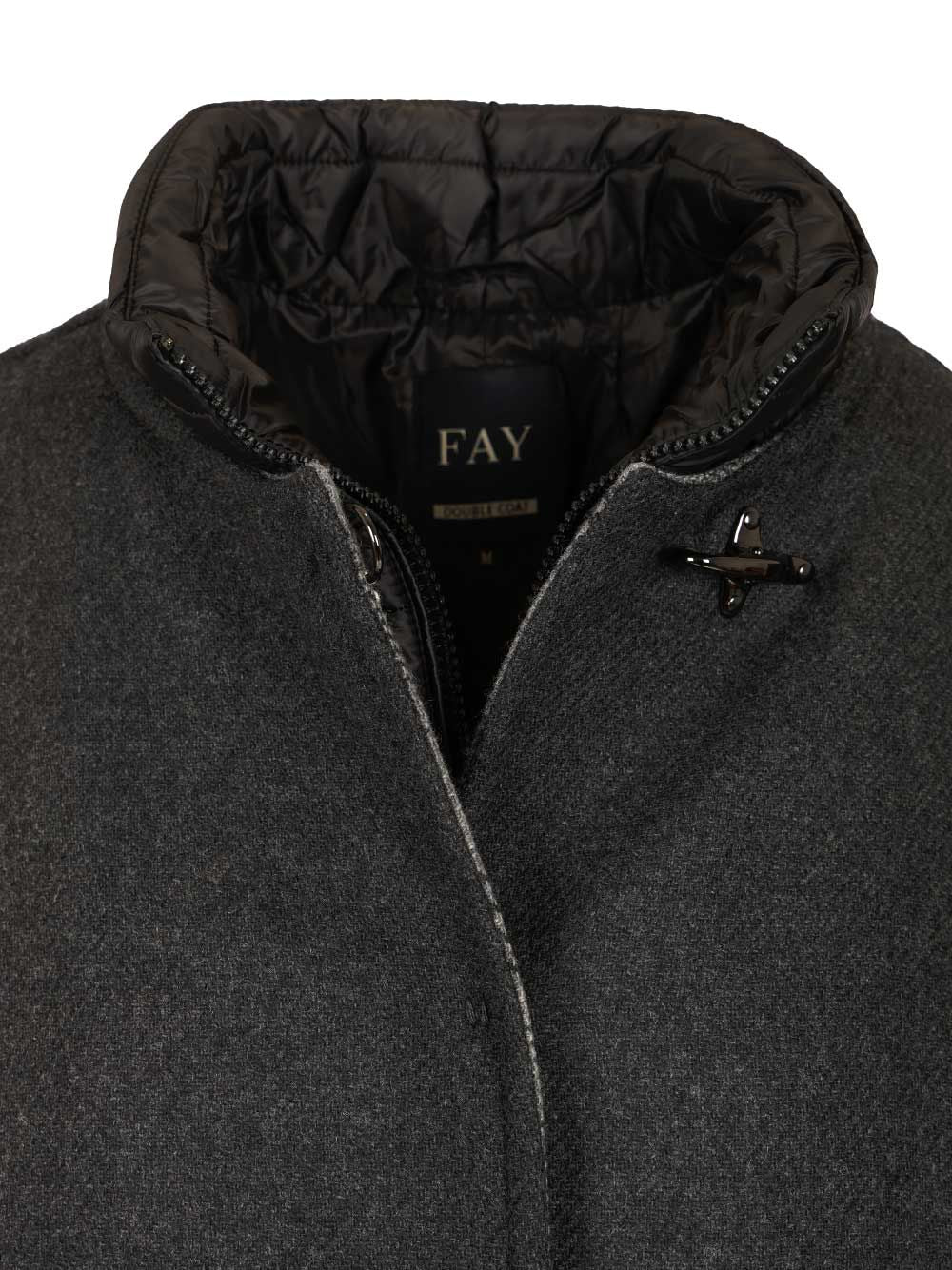 Fay Double Cap With Quilted Details Coats - Grey | 98512aaa797a3dbdd11c84643fce0e7d401722a8