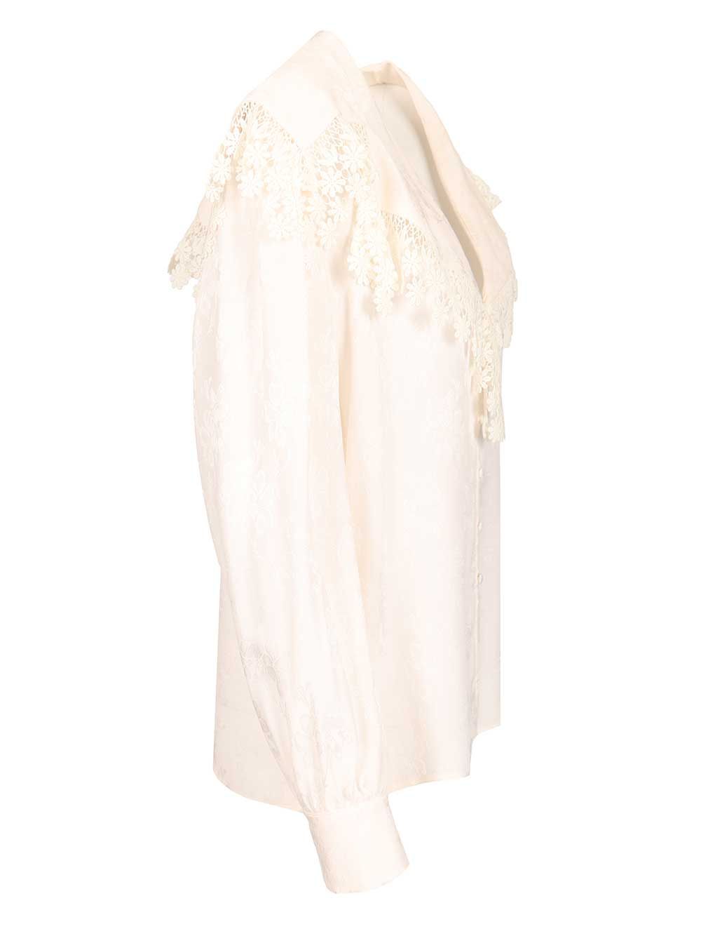 Chloe' Blouse With Maxi Collar Shirts - White | 1c046eb100384df187421fa7b31ae7ce3873f1c0