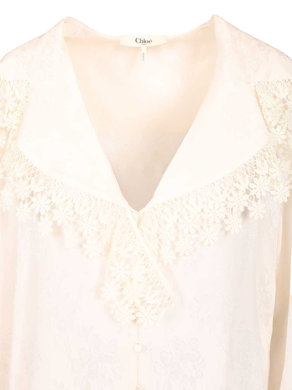 Chloe' Blouse With Maxi Collar Shirts - White | a9214bf10d71694ec8d664f0b1ea2aff78e695ab