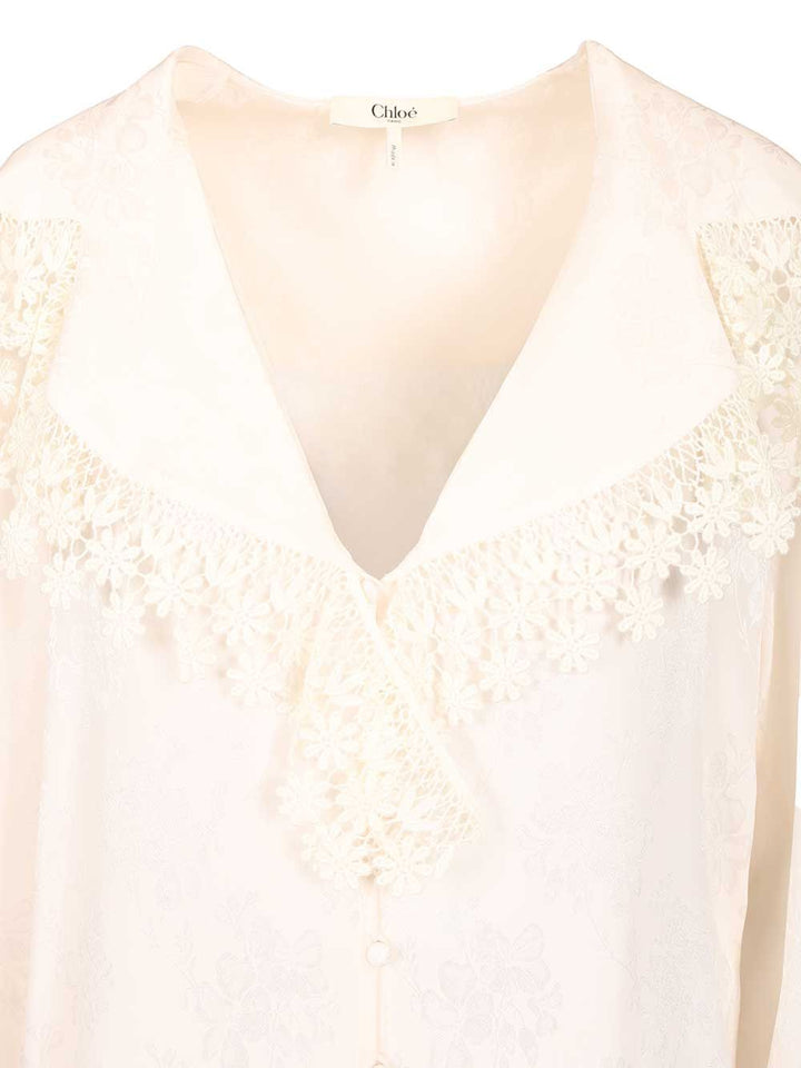 Chloe' Blouse With Maxi Collar Shirts - White | a9214bf10d71694ec8d664f0b1ea2aff78e695ab