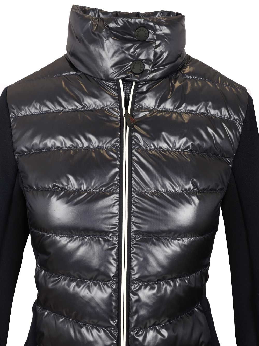 Moncler Grenoble Padded Cardigan In Shiny Nylon Coats - Blue | 159e72256dc38a1aaddfeeb8e0a33caa6ab08f65