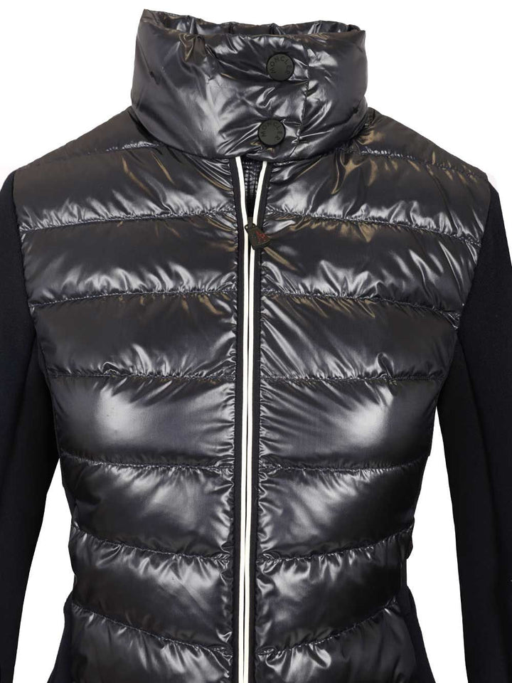 Moncler Grenoble Padded Cardigan In Shiny Nylon Coats - Blue | 159e72256dc38a1aaddfeeb8e0a33caa6ab08f65