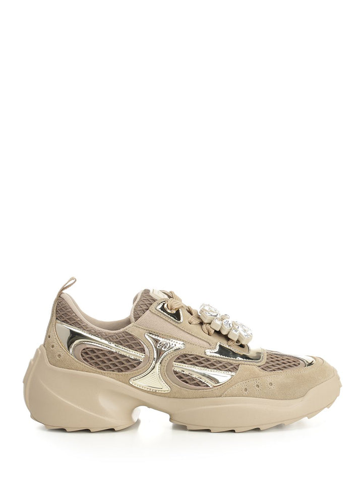 Roger Vivier Viv' On The Run Sneakers Lace-Up Shoes - Beige | a8eedb59b3e4b26f06571e476d535d67649e7918