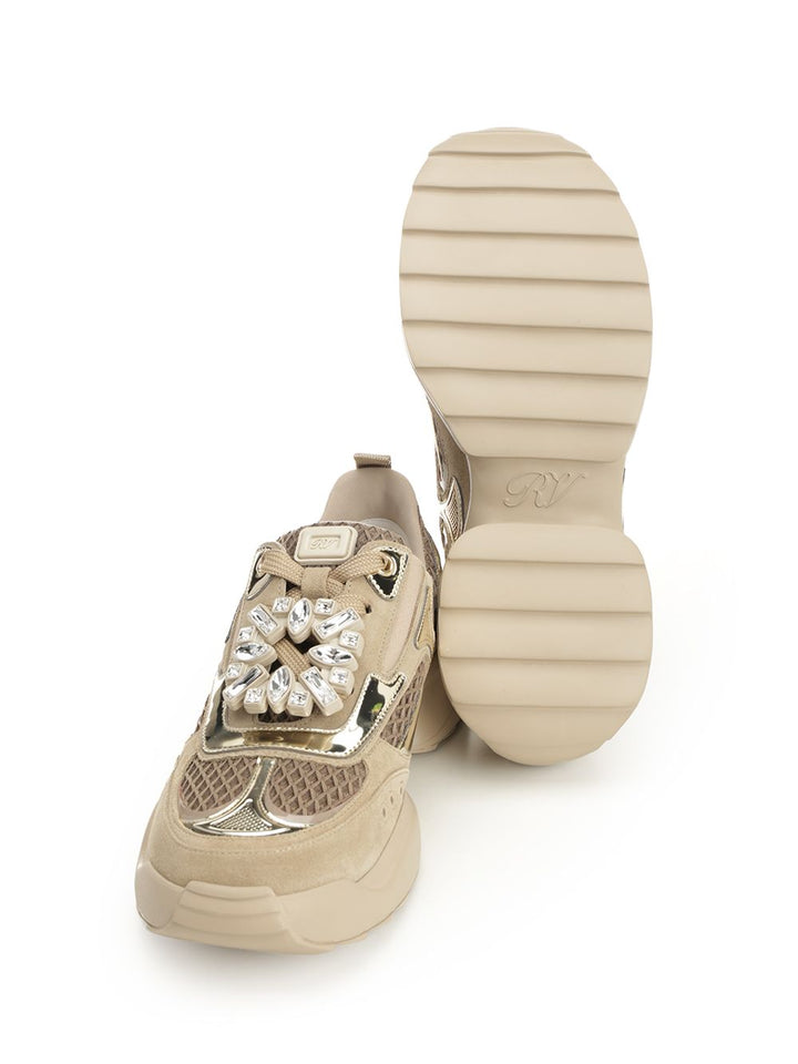 Roger Vivier Viv' On The Run Sneakers Lace-Up Shoes - Beige | 6ed4cd9be8e63c860e11f493a888333535f38e33