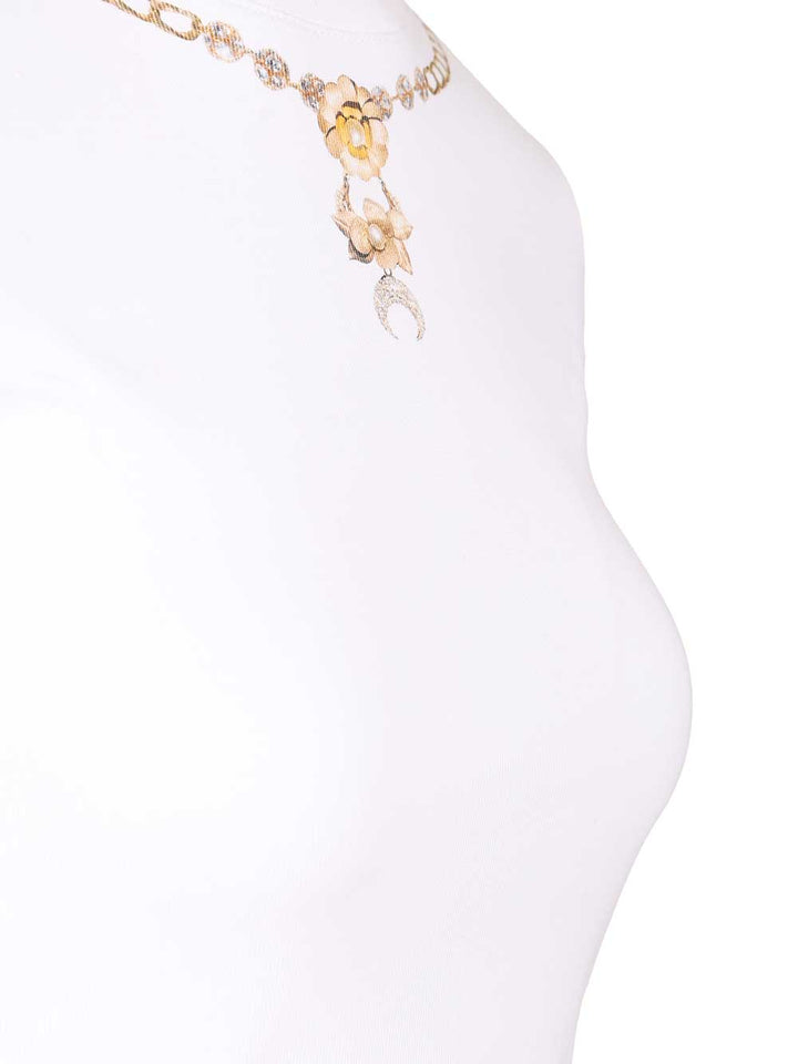 Marine Serre Trompe L'œil Jewelry Jersey Baby Fit T-Shirt - White | 61a37c9d24d5a9caa58d44dbe39356f9604c66b7