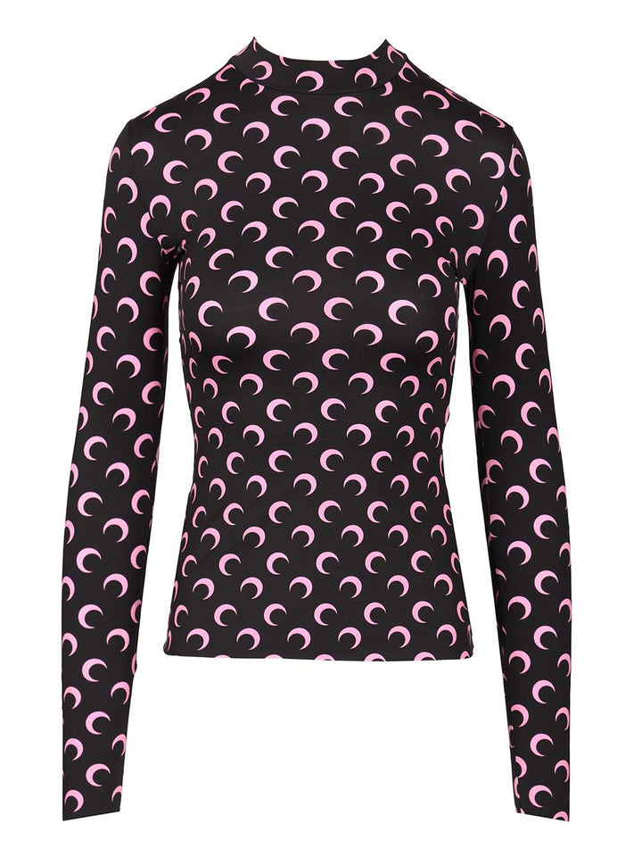 Marine Serre High-Neck Sweater Tops - Black | 3f0d621ba806c6360fe8657f4ec1706b3afa521b