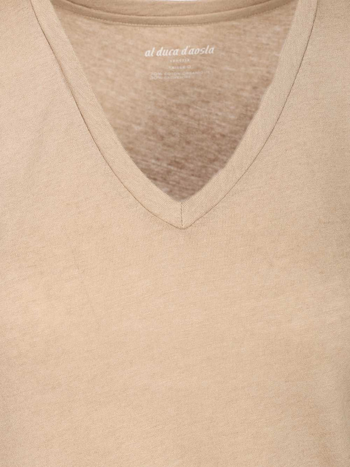 Al Duca D'Aosta V-Neck T-Shirt - Beige | 81591bd013b55ee54f123f95bc4e4635710ce084