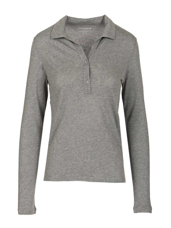 Cotton And Cashmere Polo Shirt T-Shirt Grey