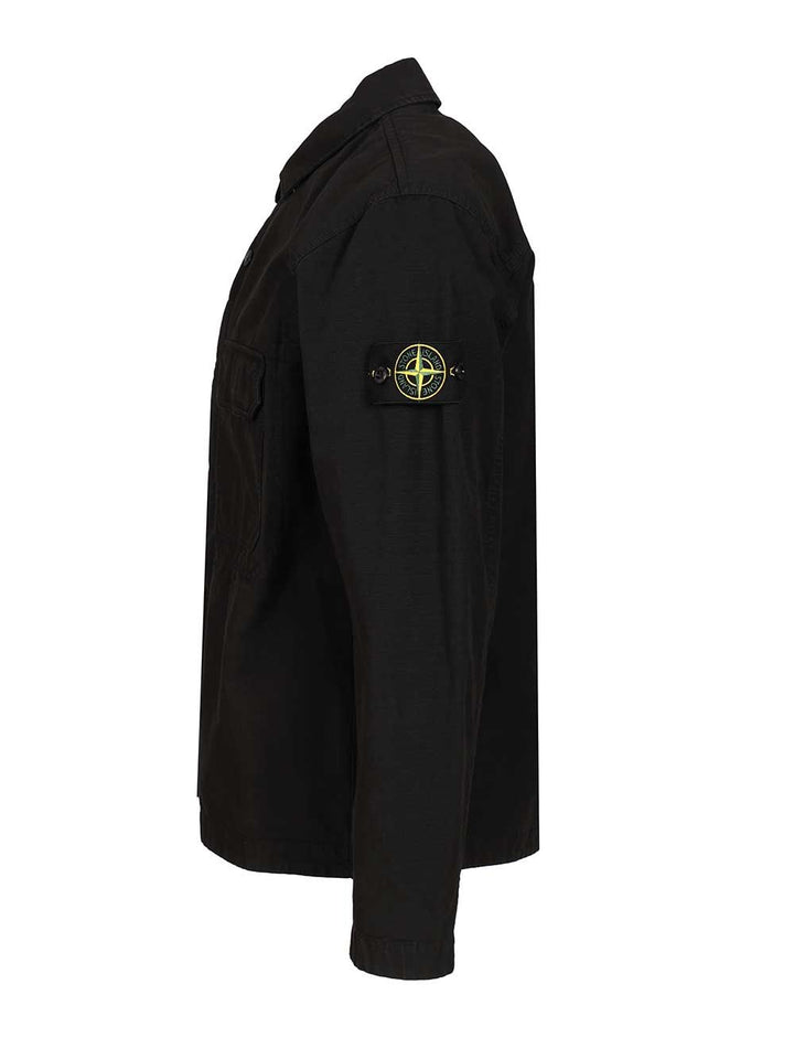 Stone Island Field Jacket In Organic Cotton Shirts - Black | 26c5204f2f174b92fce7a95e69b93c83e331a0f1