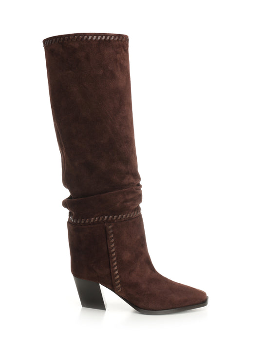 Hart Stitch Suede Boots Brown