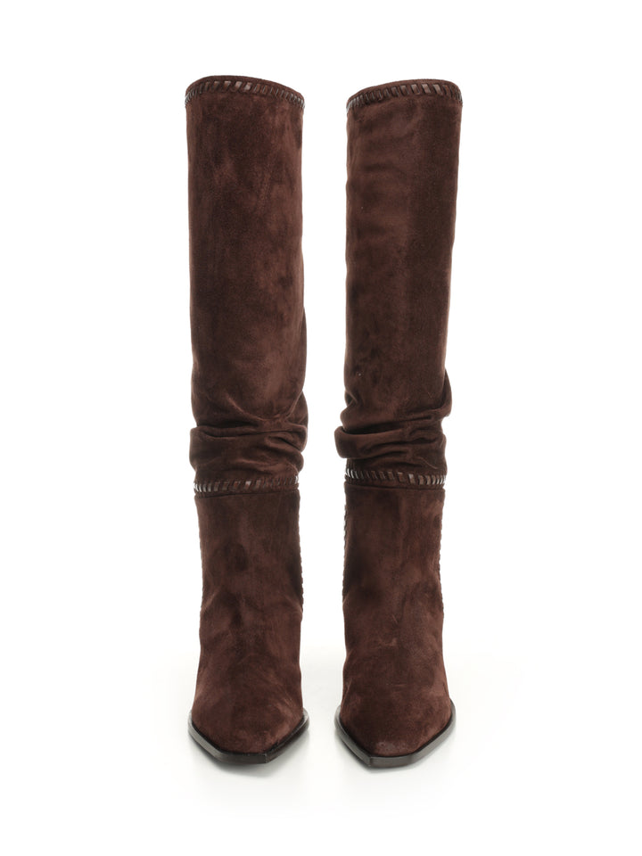 Jimmy Choo Hart Stitch Suede Boots - Brown | 51ddd6c9715cbb7addf34fc10b3b7073934657dd
