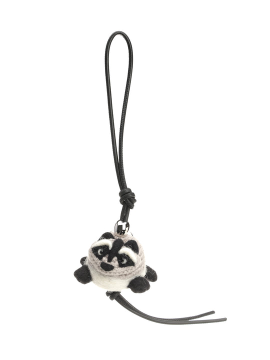 Wool Racoon Charm Keyrings Grey