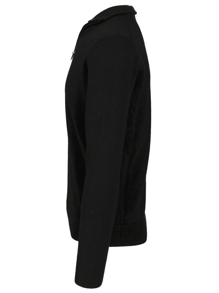 Al Duca D'Aosta Maglia Serafino In Cashmere Knitwear - Black | d348ebc790ce51ca78467624bcb7fa5c2a16dd45