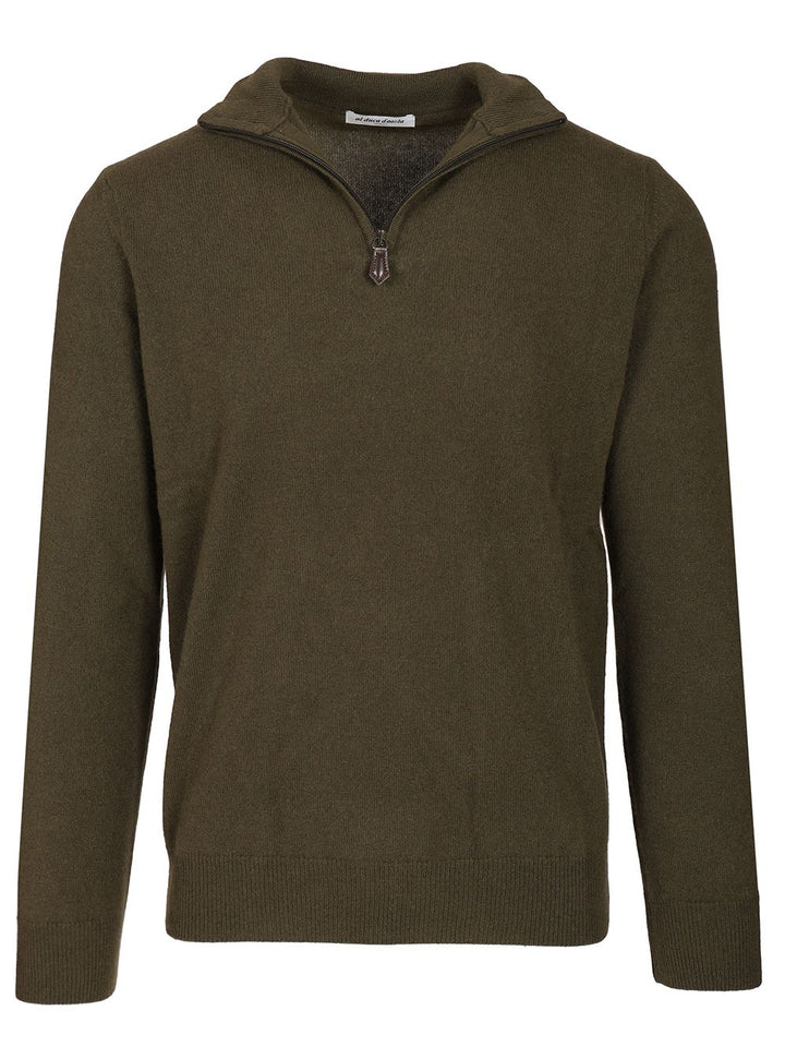 Al Duca D'Aosta Maglia Serafino In Cashmere Knitwear - Green | 74781be8bbc50473d08d9fcdc10329bbedb03930
