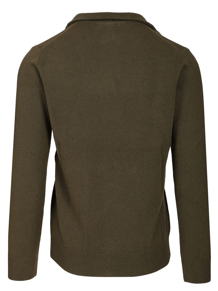 Al Duca D'Aosta Maglia Serafino In Cashmere Knitwear - Green | 62d30593836d16322c7616d4111e1b590020dc3d