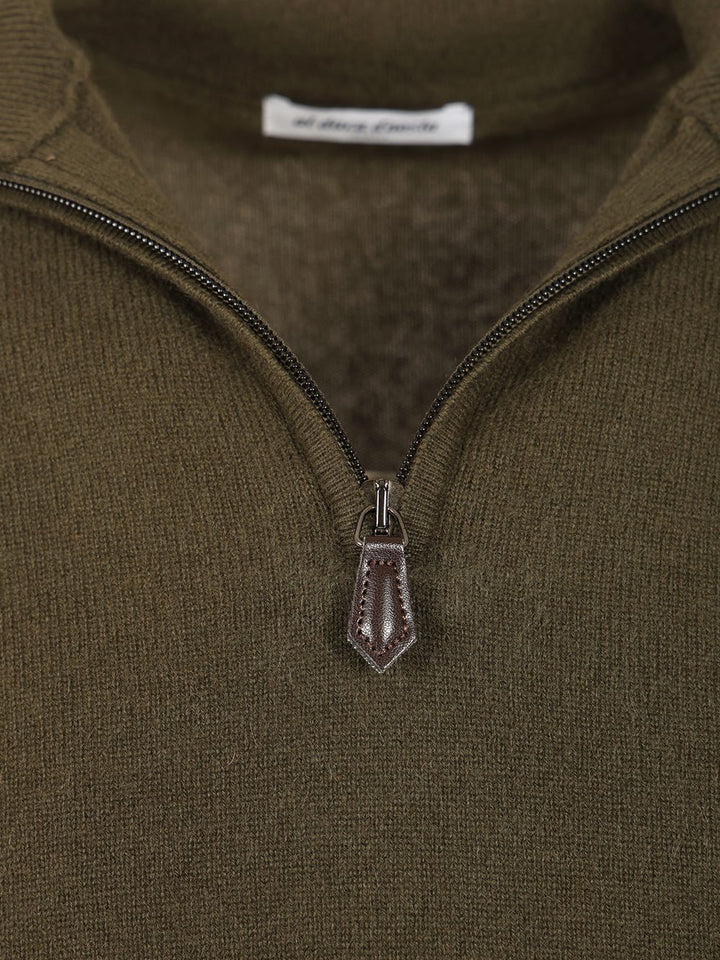 Al Duca D'Aosta Maglia Serafino In Cashmere Knitwear - Green | df09ae4473d274e7cb15288cf6528371fe754ed7