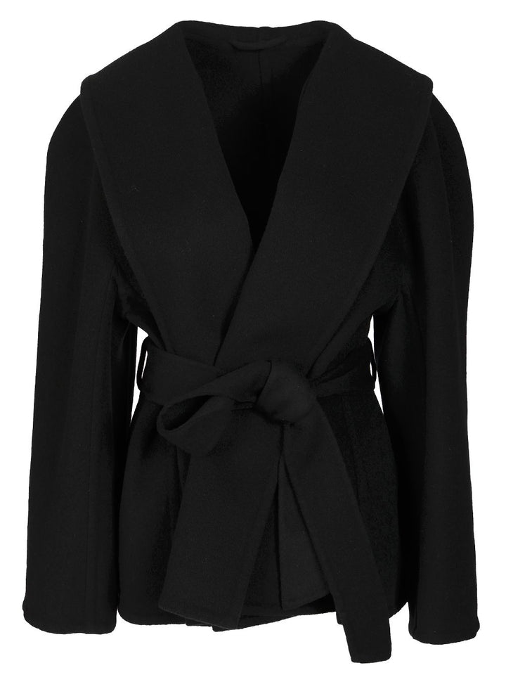 Balenciaga Short Wrap Coat Coats - Black | 308c3357680f13e761e29c735e41705dc97262aa