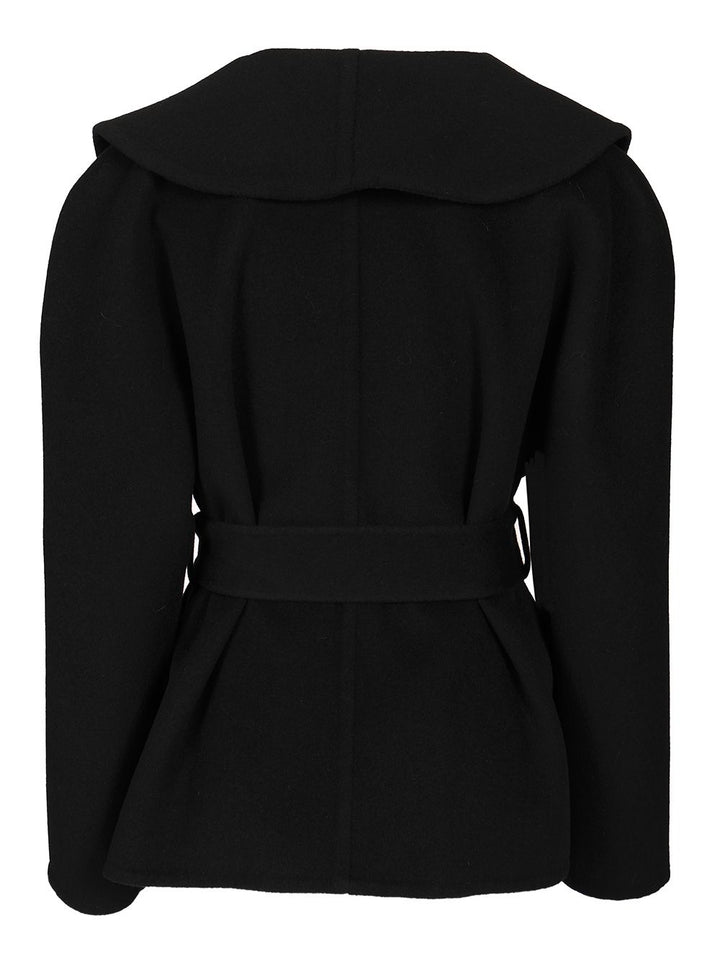 Balenciaga Short Wrap Coat Coats - Black | 99c98e6f9521b3d8d95be514768ad389902c7131