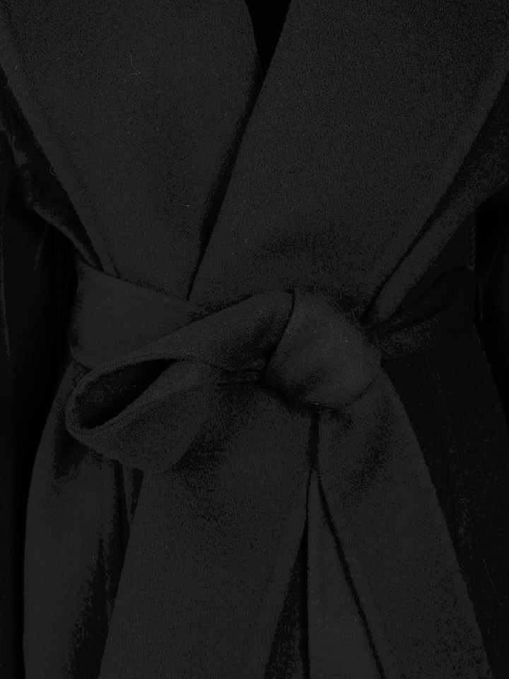 Balenciaga Short Wrap Coat Coats - Black | 06ee0d7d95e4b2b6f86e26df4f34a26aa99e8bb0