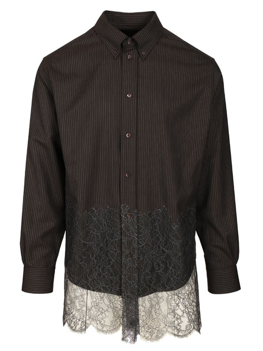 Look 58 - Shirt Wo Stripes+Lace Shirts Brown