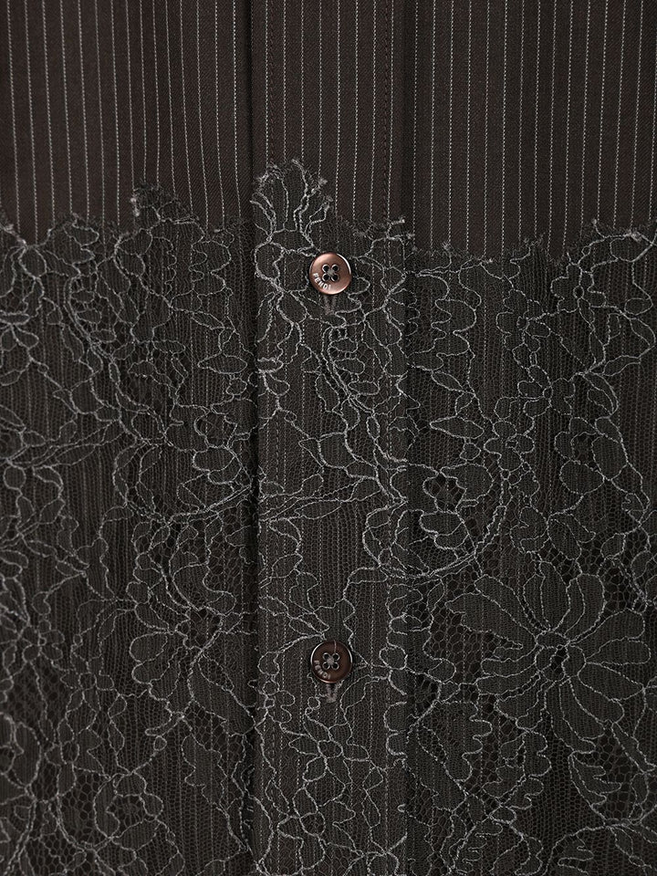 Fendi Look 58 - Shirt Wo Stripes+Lace Shirts - Brown | a0e591f13c0b85c72d9faf9d5bebeea40ffbe649