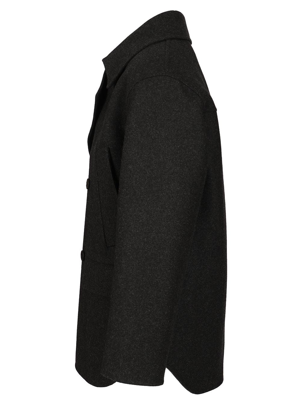 Fendi Wool Pea Coat Coats - Grey | a826f480d60a4ba5b425602e9e106d0277721446