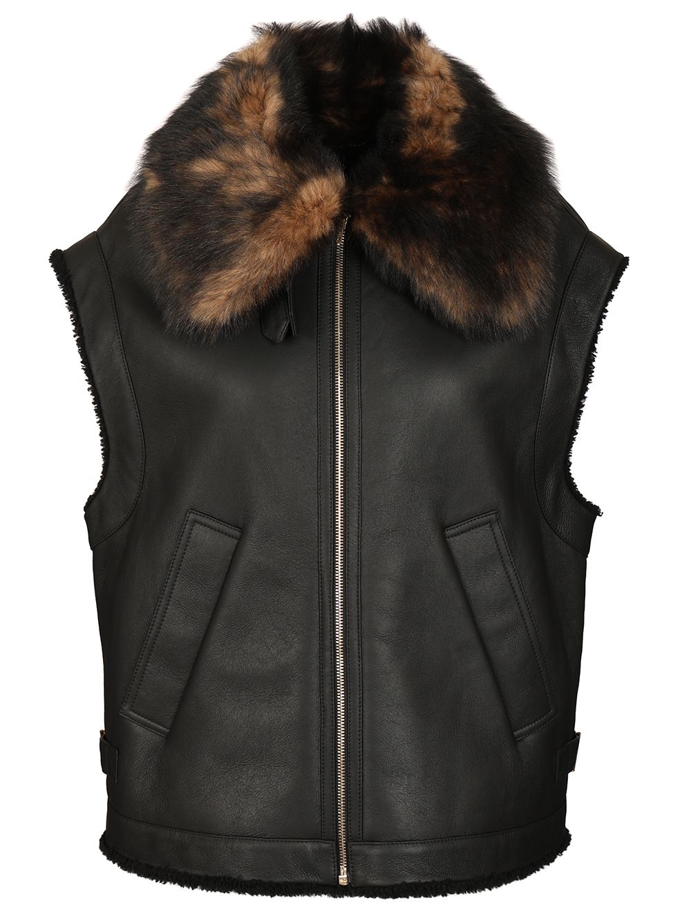 Fendi Black Nappa Leather Vest Coats - Black | 739fde1921cbc50e81dd59324b4d4771c0bd5559