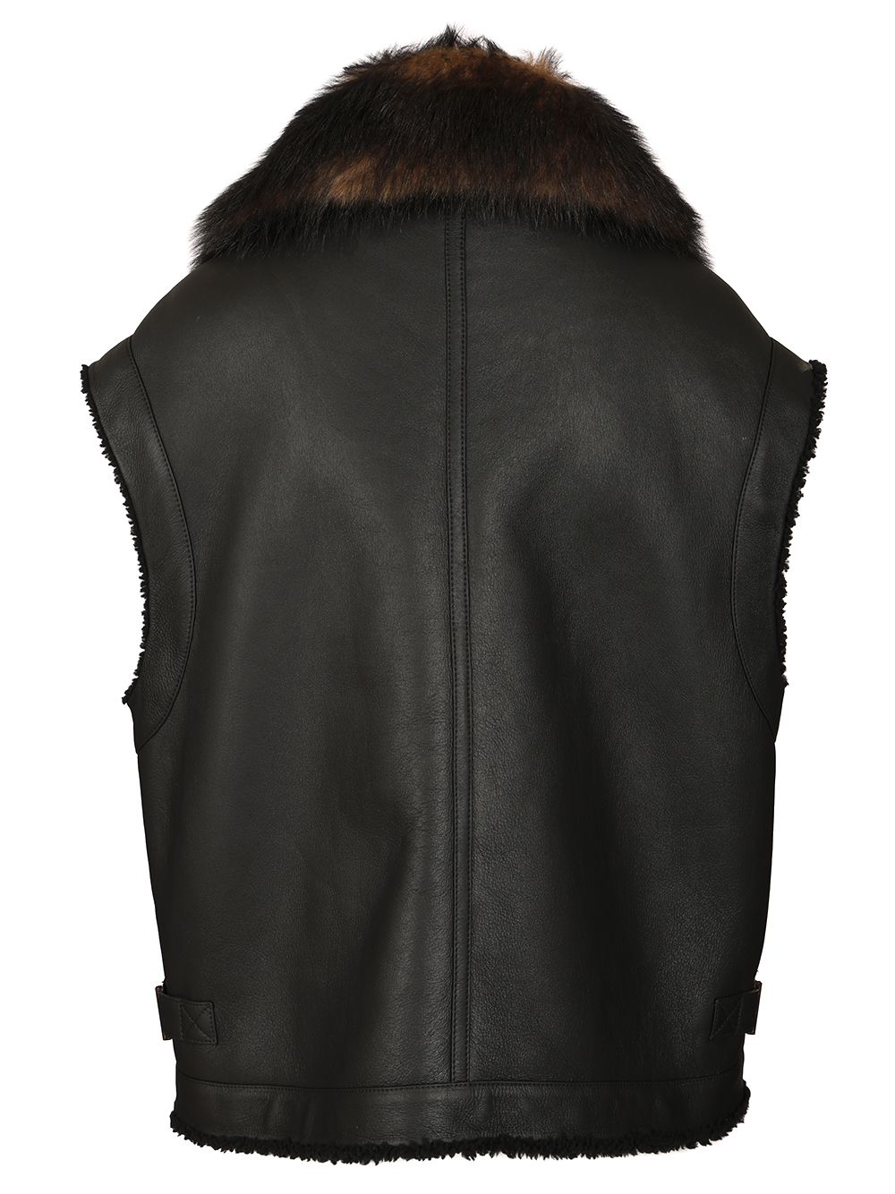 Fendi Black Nappa Leather Vest Coats - Black | 33ecc36614053745c17d6ca9e5cb2fbc33c597bb