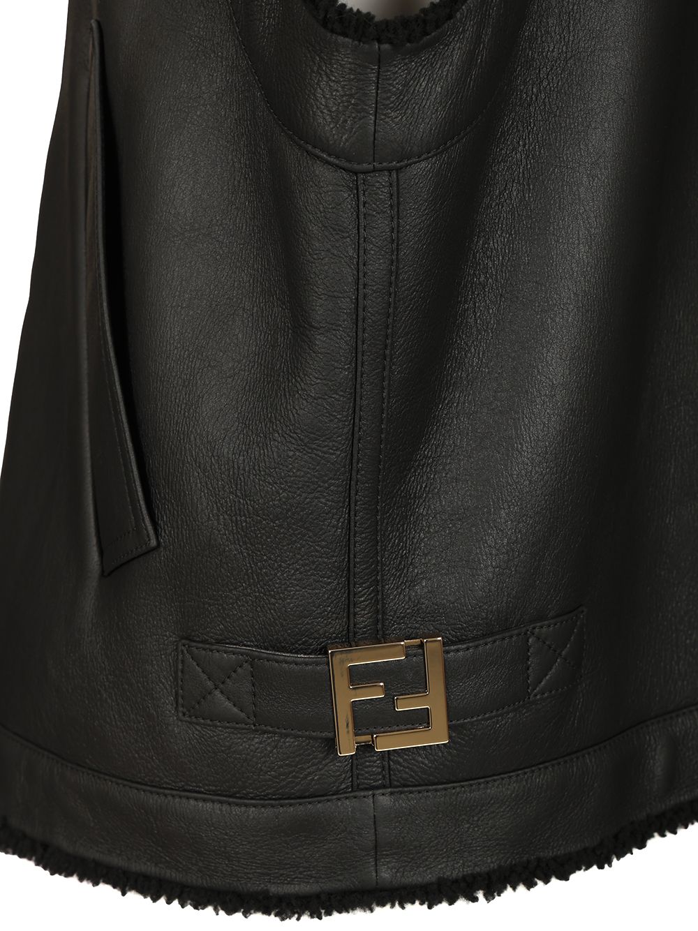 Fendi Black Nappa Leather Vest Coats - Black | d56b817a02925a5c9bd1219948697c3f0e3d45f5