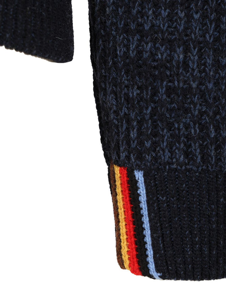 Barbour X Paul Smith Knitted Bomber Jacket Knitwear - Blue | fe209d740737c04c41192d1850374a05950cd9b5